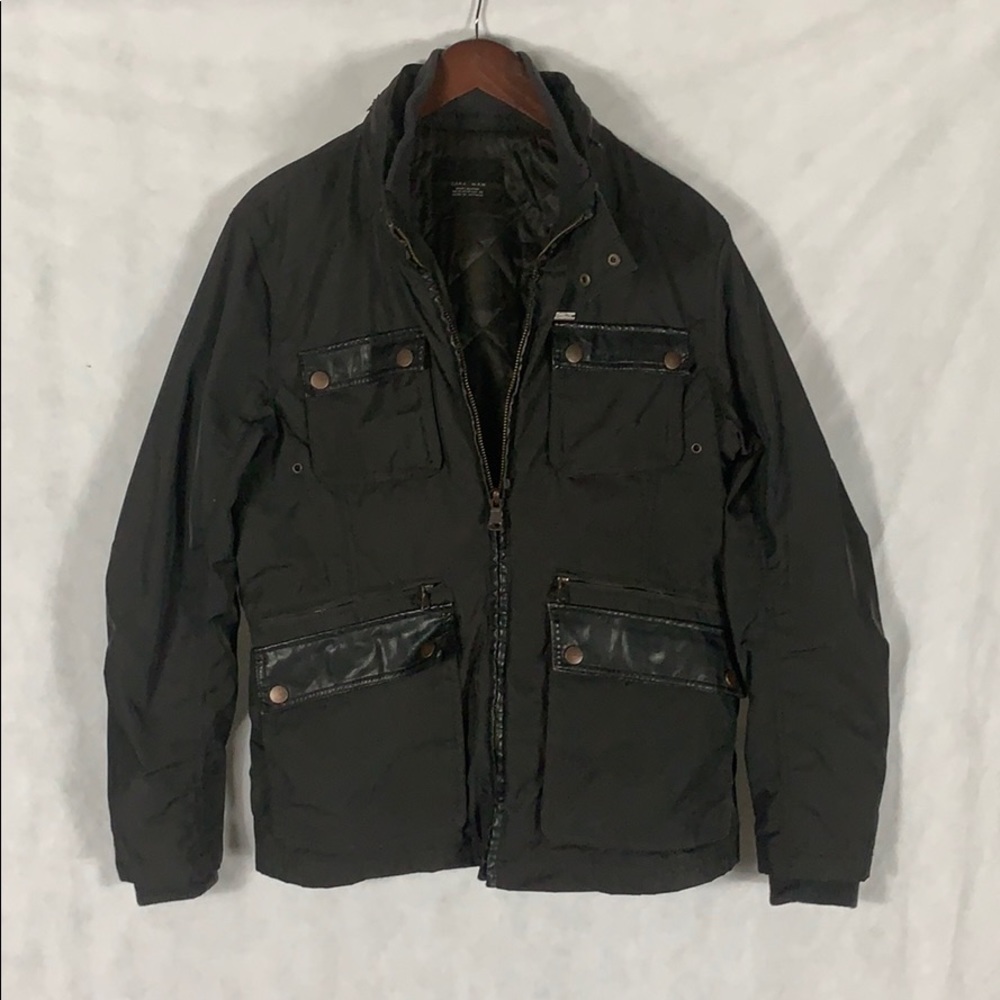 Zara Man Sport Classic Poly Moto Jacket Mens 38
